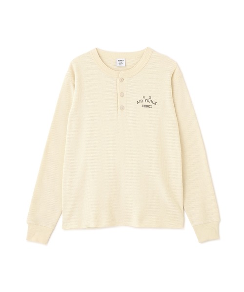AVIREX(アヴィレックス)の「《直営店限定》HONEYCOMB HENRY NECK L/S T-SHIRT / ハニカム ヘンリーネック 長袖Tシャツ / AVIREX / アヴィレックス(Tシャツ/カットソー・メンズ・ネイビー/チャコールグレー/ナチュラル・L/M/S/XL)」の2枚目の写真