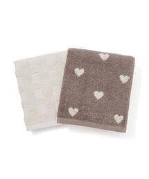 Francfranc（フランフラン）の「ヴァレセットフェイスタオル ミニハート ブラウン 2枚セット 新生活 引っ越し 34×80cm（タオル）」