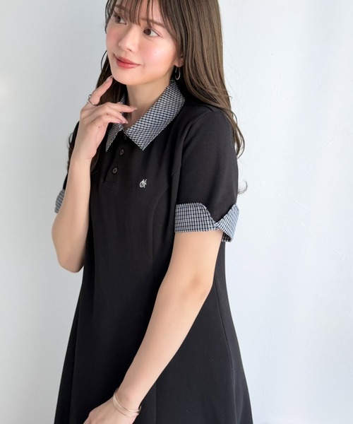 mily bilet(ミウィビレット)の「【mily bilet】パネルラインが描く美シルエット。ハーフスリーブポロワンピース (ロング丈)(ワンピース・レディース・ブラック/ネイビー/オフホワイト・MEDIUM/LARGE/X-LARGE/SMALL)」の14枚目の写真