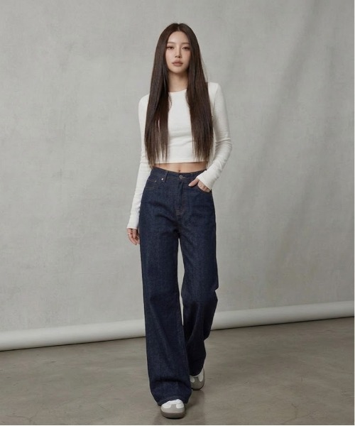 WEGO(ウィゴー)の「WEGO/ワイドフレア/スラッカーデニムパンツ(デニムパンツ・レディース・ネイビー・MEDIUM/LARGE)」の14枚目の写真