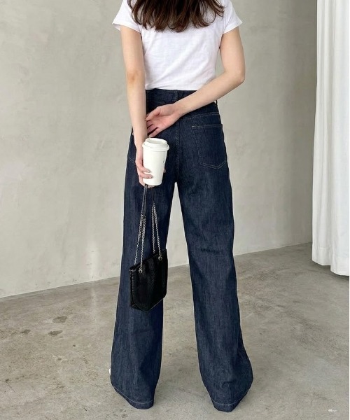 WEGO(ウィゴー)の「WEGO/ワイドフレア/スラッカーデニムパンツ(デニムパンツ・レディース・ネイビー・MEDIUM/LARGE)」の13枚目の写真
