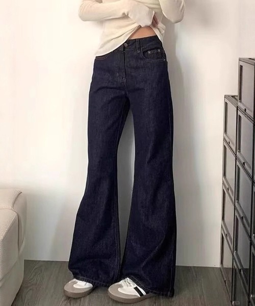 WEGO(ウィゴー)の「WEGO/ワイドフレア/スラッカーデニムパンツ(デニムパンツ・レディース・ネイビー・MEDIUM/LARGE)」の17枚目の写真