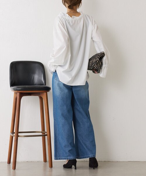 Jena espace merveilleux(ジェナ エスパスメルヴェイユ)の「【セレモニー/上品フリル】袖フリルリボンタイブラウス(シャツ/ブラウス・レディース・オフホワイト/サックスブルー/ネイビー・FREE)」の16枚目の写真