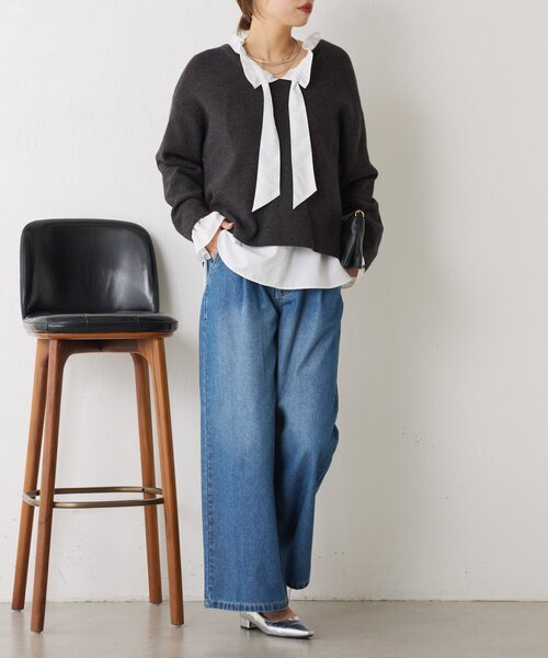 Jena espace merveilleux(ジェナ エスパスメルヴェイユ)の「【セレモニー/上品フリル】袖フリルリボンタイブラウス(シャツ/ブラウス・レディース・オフホワイト/サックスブルー/ネイビー・FREE)」の17枚目の写真