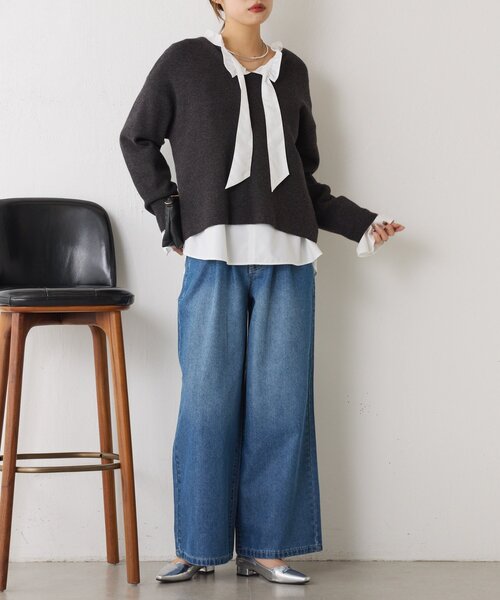 Jena espace merveilleux(ジェナ エスパスメルヴェイユ)の「【セレモニー/上品フリル】袖フリルリボンタイブラウス(シャツ/ブラウス・レディース・オフホワイト/サックスブルー/ネイビー・FREE)」の18枚目の写真