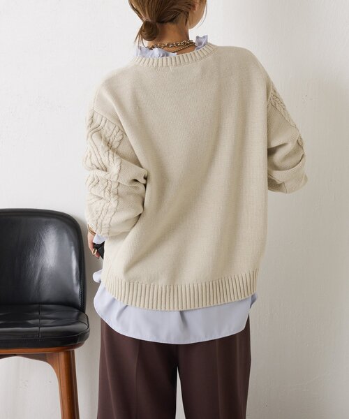 Jena espace merveilleux(ジェナ エスパスメルヴェイユ)の「【セレモニー/上品フリル】袖フリルリボンタイブラウス(シャツ/ブラウス・レディース・オフホワイト/サックスブルー/ネイビー・FREE)」の4枚目の写真