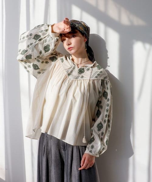 セール】ペザント刺繍ブラウス（シャツ/ブラウス）｜Three Four Time