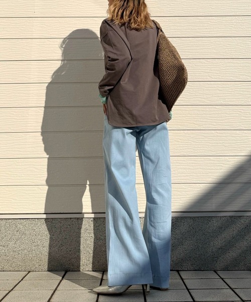 Q（キュー）の「バイカラーボーダーラインデニム（デニムパンツ・レディース・ライトインディゴブルー・MEDIUM/LARGE/SMALL）」の6枚目の写真