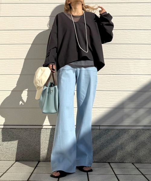 Q（キュー）の「バイカラーボーダーラインデニム（デニムパンツ・レディース・ライトインディゴブルー・MEDIUM/LARGE/SMALL）」の11枚目の写真