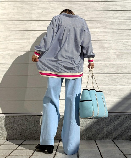 Q（キュー）の「バイカラーボーダーラインデニム（デニムパンツ・レディース・ライトインディゴブルー・MEDIUM/LARGE/SMALL）」の10枚目の写真