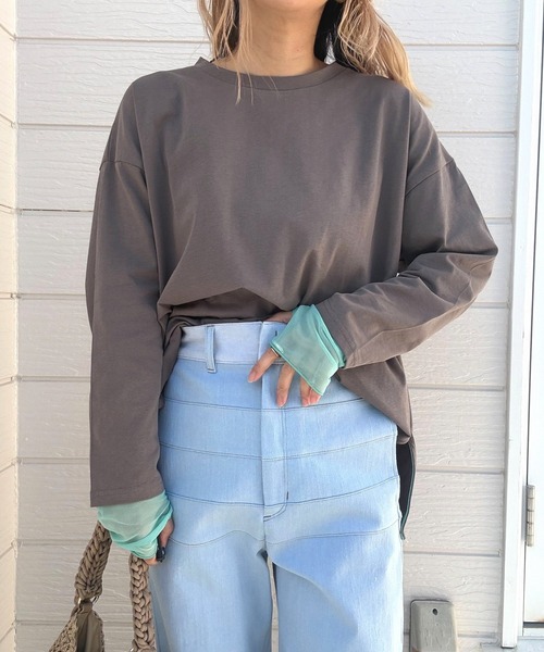 Q（キュー）の「バイカラーボーダーラインデニム（デニムパンツ・レディース・ライトインディゴブルー・MEDIUM/LARGE/SMALL）」の3枚目の写真