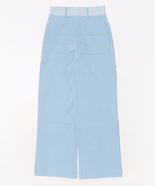 Q（キュー）の「バイカラーボーダーラインデニム（デニムパンツ・レディース・ライトインディゴブルー・MEDIUM/LARGE/SMALL）」の13枚目の写真