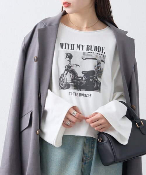 CIAOPANIC TYPY（チャオパニックティピー）の「ふんわりタッチアソートワイドスリーブTee（Tシャツ/カットソー・レディース・アイボリー/ネイビー/ホワイト・ONE SIZE）」の4枚目の写真