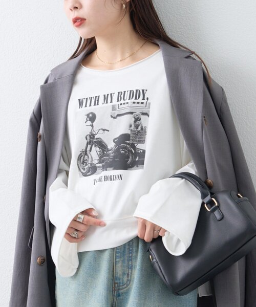 CIAOPANIC TYPY（チャオパニックティピー）の「ふんわりタッチアソートワイドスリーブTee（Tシャツ/カットソー・レディース・アイボリー/ネイビー/ホワイト・ONE SIZE）」の5枚目の写真