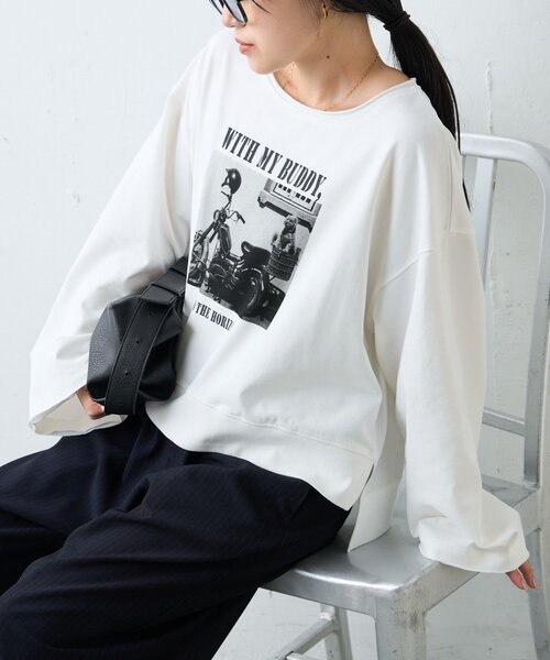 CIAOPANIC TYPY（チャオパニックティピー）の「ふんわりタッチアソートワイドスリーブTee（Tシャツ/カットソー・レディース・アイボリー/ネイビー/ホワイト・ONE SIZE）」の6枚目の写真