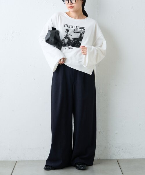 CIAOPANIC TYPY（チャオパニックティピー）の「ふんわりタッチアソートワイドスリーブTee（Tシャツ/カットソー・レディース・アイボリー/ネイビー/ホワイト・ONE SIZE）」の12枚目の写真