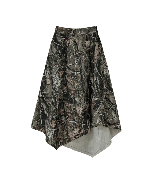 RAW CUT OVERLAP SKIRT [REAL TREE]