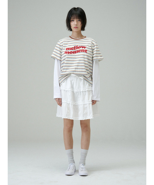 MELLOTORY(メロートリー)の「メロウモーメントストライプTシャツ(アイボリー)(Tシャツ/カットソー・レディース・アイボリー・FREE)」の2枚目の写真