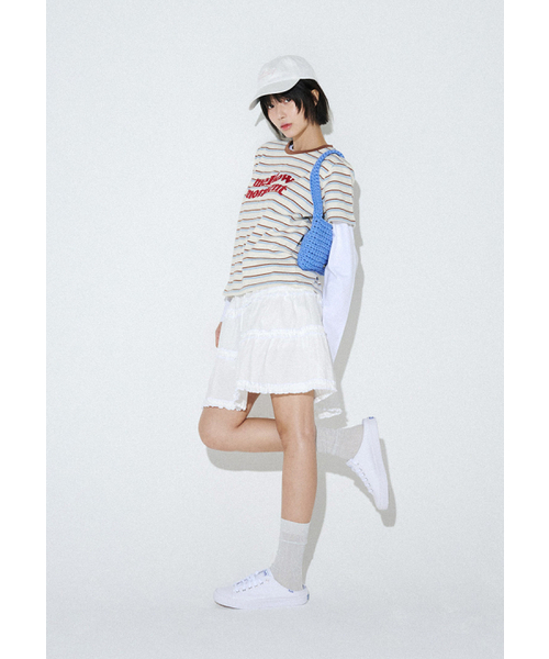 MELLOTORY(メロートリー)の「メロウモーメントストライプTシャツ(アイボリー)(Tシャツ/カットソー・レディース・アイボリー・FREE)」の3枚目の写真