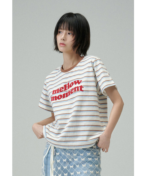 MELLOTORY(メロートリー)の「メロウモーメントストライプTシャツ(アイボリー)(Tシャツ/カットソー・レディース・アイボリー・FREE)」の5枚目の写真