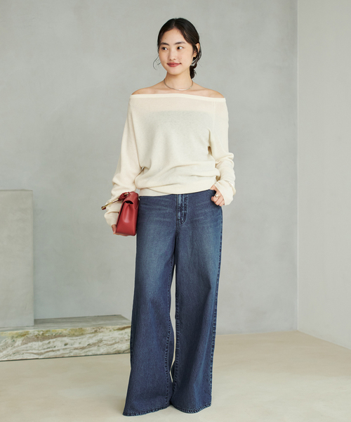 plage（プラージュ）の「《追加》Off shoulder slit ニット 3（ニット/セーター・レディース・チャコールグレー/ホワイト/ブラック・FREE）」の9枚目の写真