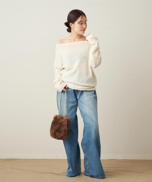 plage（プラージュ）の「《追加》Off shoulder slit ニット 3（ニット/セーター・レディース・チャコールグレー/ホワイト/ブラック・FREE）」の10枚目の写真
