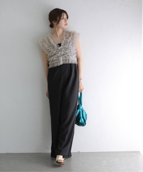 La TOTALITE(ラトータリテ)の「《追加3》 チュールベストオールインワン(スラックス・レディース・ブラック・38/40)」の3枚目の写真