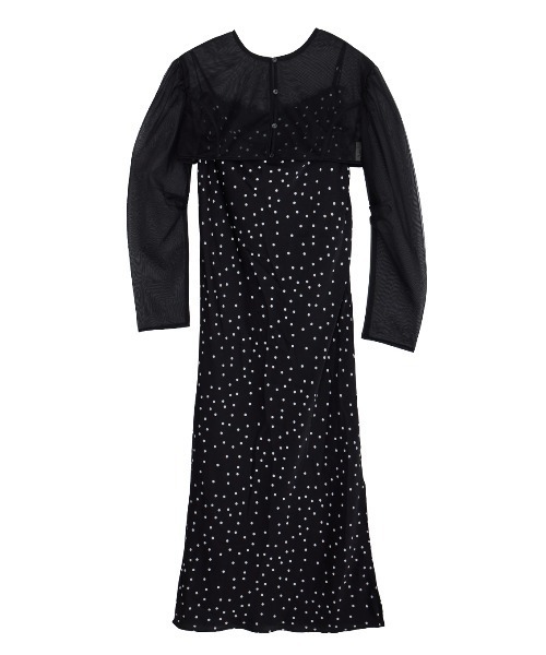 Ameri（アメリ）の「RANDOM DOT SHEER LAYERED DRESS（ドレス・レディース・アイボリー/ブラック・MEDIUM/SMALL）」の21枚目の写真