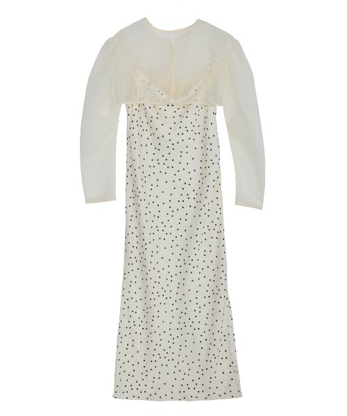 Ameri（アメリ）の「RANDOM DOT SHEER LAYERED DRESS（ドレス・レディース・アイボリー/ブラック・MEDIUM/SMALL）」の22枚目の写真
