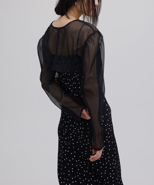 Ameri（アメリ）の「RANDOM DOT SHEER LAYERED DRESS（ドレス・レディース・アイボリー/ブラック・MEDIUM/SMALL）」の7枚目の写真