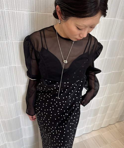 Ameri（アメリ）の「RANDOM DOT SHEER LAYERED DRESS（ドレス・レディース・アイボリー/ブラック・MEDIUM/SMALL）」の13枚目の写真