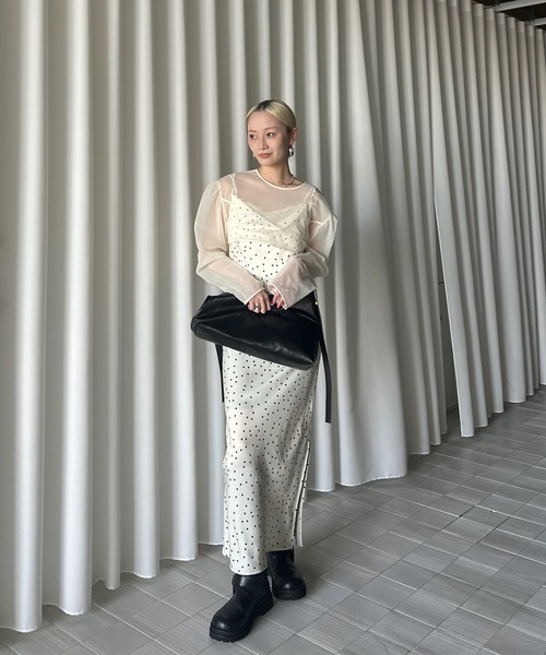 Ameri（アメリ）の「RANDOM DOT SHEER LAYERED DRESS（ドレス・レディース・アイボリー/ブラック・MEDIUM/SMALL）」の15枚目の写真