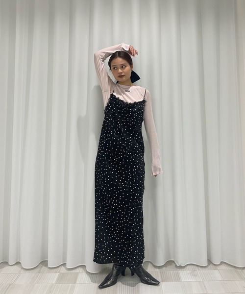 Ameri（アメリ）の「RANDOM DOT SHEER LAYERED DRESS（ドレス・レディース・アイボリー/ブラック・MEDIUM/SMALL）」の19枚目の写真