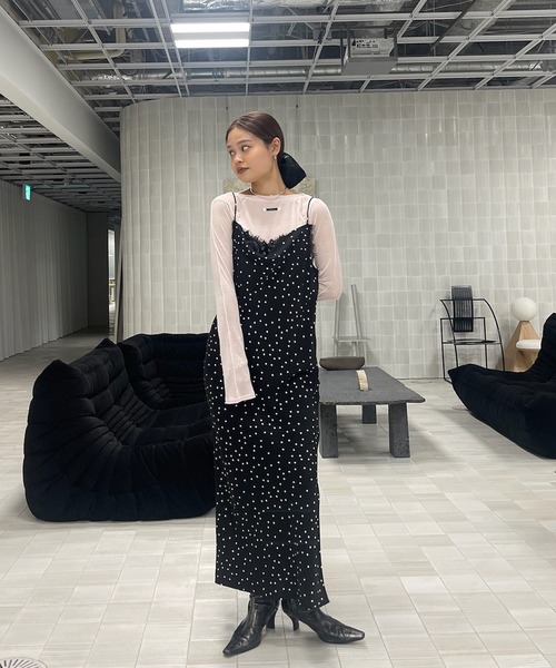 Ameri（アメリ）の「RANDOM DOT SHEER LAYERED DRESS（ドレス・レディース・アイボリー/ブラック・MEDIUM/SMALL）」の20枚目の写真