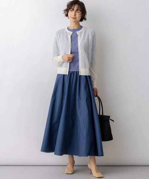 23区 L(ニジュウサンクオオキイサイズ)の「ラッセルレース ニット カーディガン(カーディガン/ボレロ・レディース・ブラック系/アイボリー系・44/46/48)」の4枚目の写真
