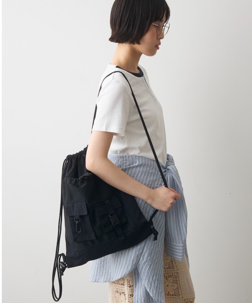 full/fill.(フルフィル)の「two pocket backpack/2ポケットナップサック(バックパック/リュック・レディース・ブラック/アイボリー・FREE)」の8枚目の写真