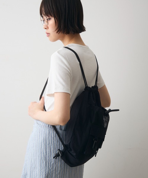 full/fill.(フルフィル)の「two pocket backpack/2ポケットナップサック(バックパック/リュック・レディース・ブラック/アイボリー・FREE)」の12枚目の写真
