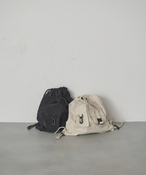 full/fill.(フルフィル)の「two pocket backpack/2ポケットナップサック(バックパック/リュック・レディース・ブラック/アイボリー・FREE)」の13枚目の写真