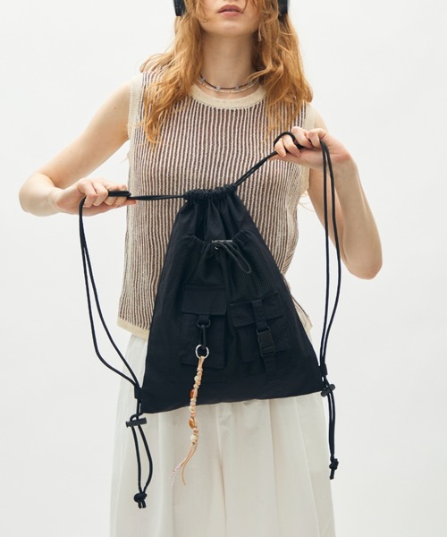 full/fill.(フルフィル)の「two pocket backpack/2ポケットナップサック(バックパック/リュック・レディース・ブラック/アイボリー・FREE)」の21枚目の写真