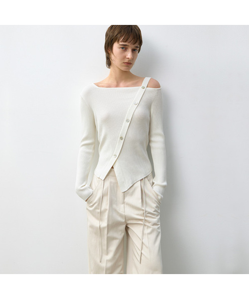 ATELIER NAIN(アトリエナイン)の「MORGAN SEMI SLIM KNIT(T-7010)(ニット/セーター・レディース・ブラック/スカイブルー/アイボリー・FREE)」の1枚目の写真