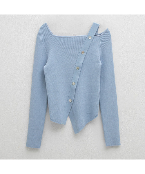 ATELIER NAIN(アトリエナイン)の「MORGAN SEMI SLIM KNIT(T-7010)(ニット/セーター・レディース・ブラック/スカイブルー/アイボリー・FREE)」の3枚目の写真