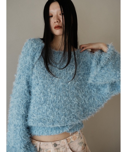 Katrin TOKYO(カトリーントーキョー)の「bell sleeve feather knit(ニット/セーター・レディース・ブルー/ブラック/アイボリー・XS/FREE)」の3枚目の写真