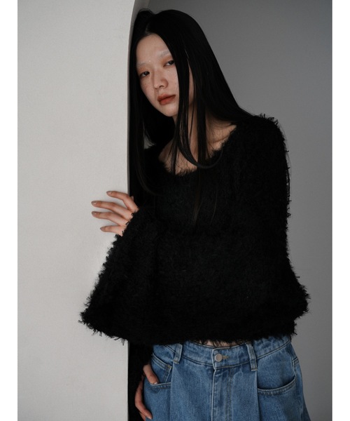 Katrin TOKYO(カトリーントーキョー)の「bell sleeve feather knit(ニット/セーター・レディース・ブルー/ブラック/アイボリー・XS/FREE)」の1枚目の写真