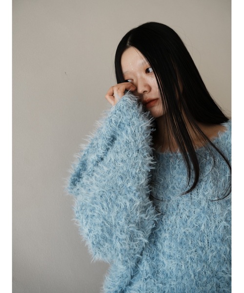 Katrin TOKYO(カトリーントーキョー)の「bell sleeve feather knit(ニット/セーター・レディース・ブルー/ブラック/アイボリー・XS/FREE)」の7枚目の写真