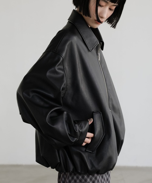 LOWRYS FARM(ローリーズファーム)の「レザーバルーンブルゾン 637617(ブルゾン・レディース・アイボリー/ブラック/ブラウン・FREE)」の1枚目の写真