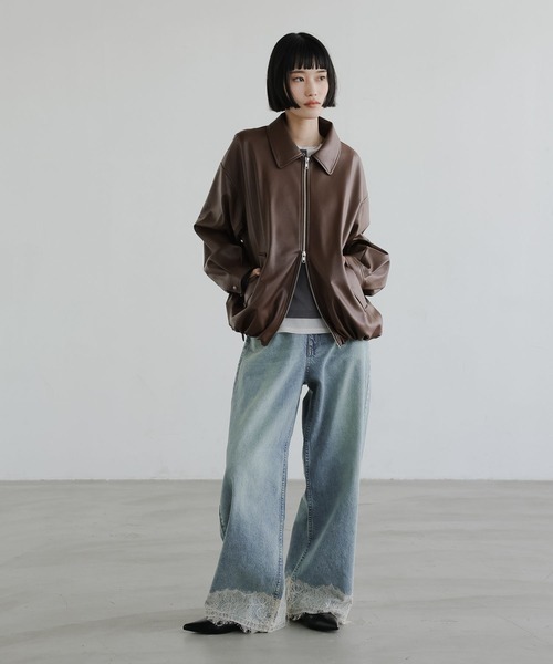 LOWRYS FARM(ローリーズファーム)の「レザーバルーンブルゾン 637617(ブルゾン・レディース・アイボリー/ブラック/ブラウン・FREE)」の21枚目の写真