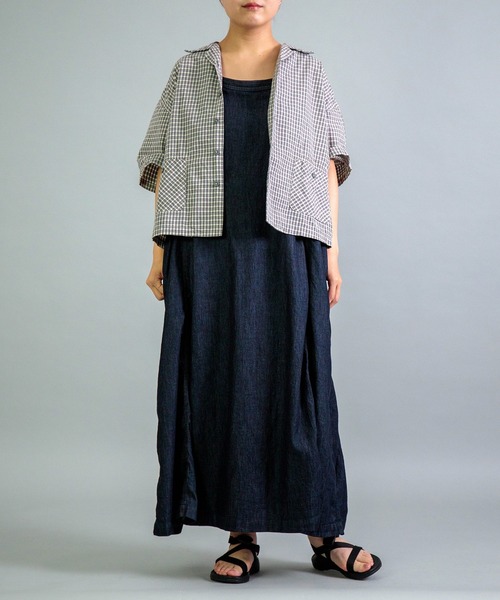 OMNIGOD（オムニゴッド）の「[OMNIGOD womens / オムニゴッド] オリジナルギンガムチェックシャンブレー ショートスリーブシャツジャケット（シャツ/ブラウス・レディース・グレー系その他・0）」の7枚目の写真