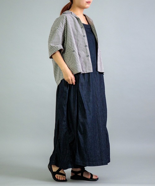 OMNIGOD（オムニゴッド）の「[OMNIGOD womens / オムニゴッド] オリジナルギンガムチェックシャンブレー ショートスリーブシャツジャケット（シャツ/ブラウス・レディース・グレー系その他・0）」の8枚目の写真