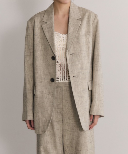 ADAM ET ROPE'（アダムエロペ）の「【EMOELLE】シルクネップシングルジャケット（テーラードジャケット・レディース・ベージュ/キナリ・38/36）」の2枚目の写真