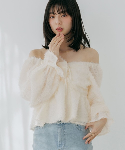 Heather（ヘザー）の「2WAYジャガードブラウス　660888（シャツ/ブラウス・レディース・アイボリー/ブラック/ピンク・FREE）」の6枚目の写真